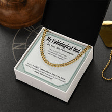 Load image into Gallery viewer, So Lucky To Have You cuban link chain gold box side view
