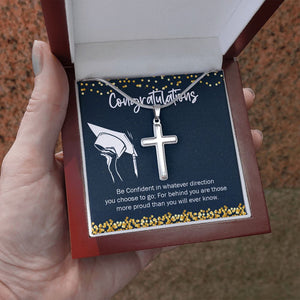 Be Confident stainless steel cross luxury led box hand holding