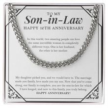 Load image into Gallery viewer, Love Made You My Son cuban link chain silver front
