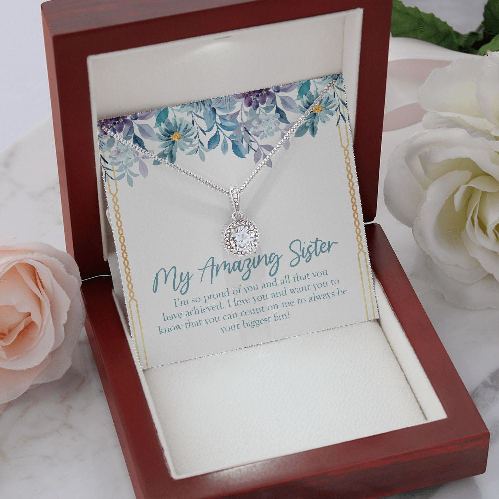 Your Biggest Fan eternal hope necklace premium led mahogany wood box