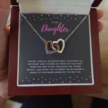 Load image into Gallery viewer, Happiness Wherever You Go interlocking heart necklace luxury led box hand holding
