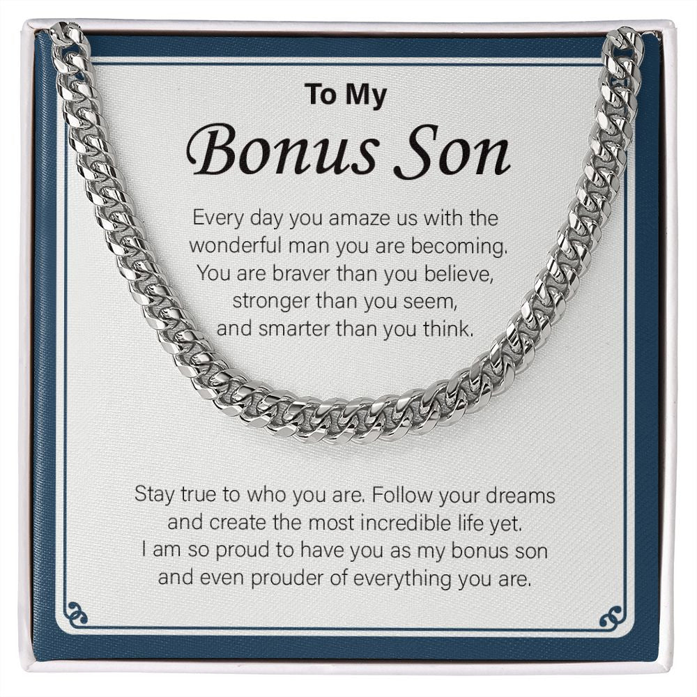 Wonderful Man You Are Becoming cuban link chain silver front