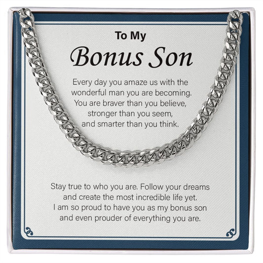 Wonderful Man You Are Becoming cuban link chain silver front