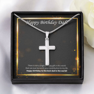 The Best In The World stainless steel cross yellow flower