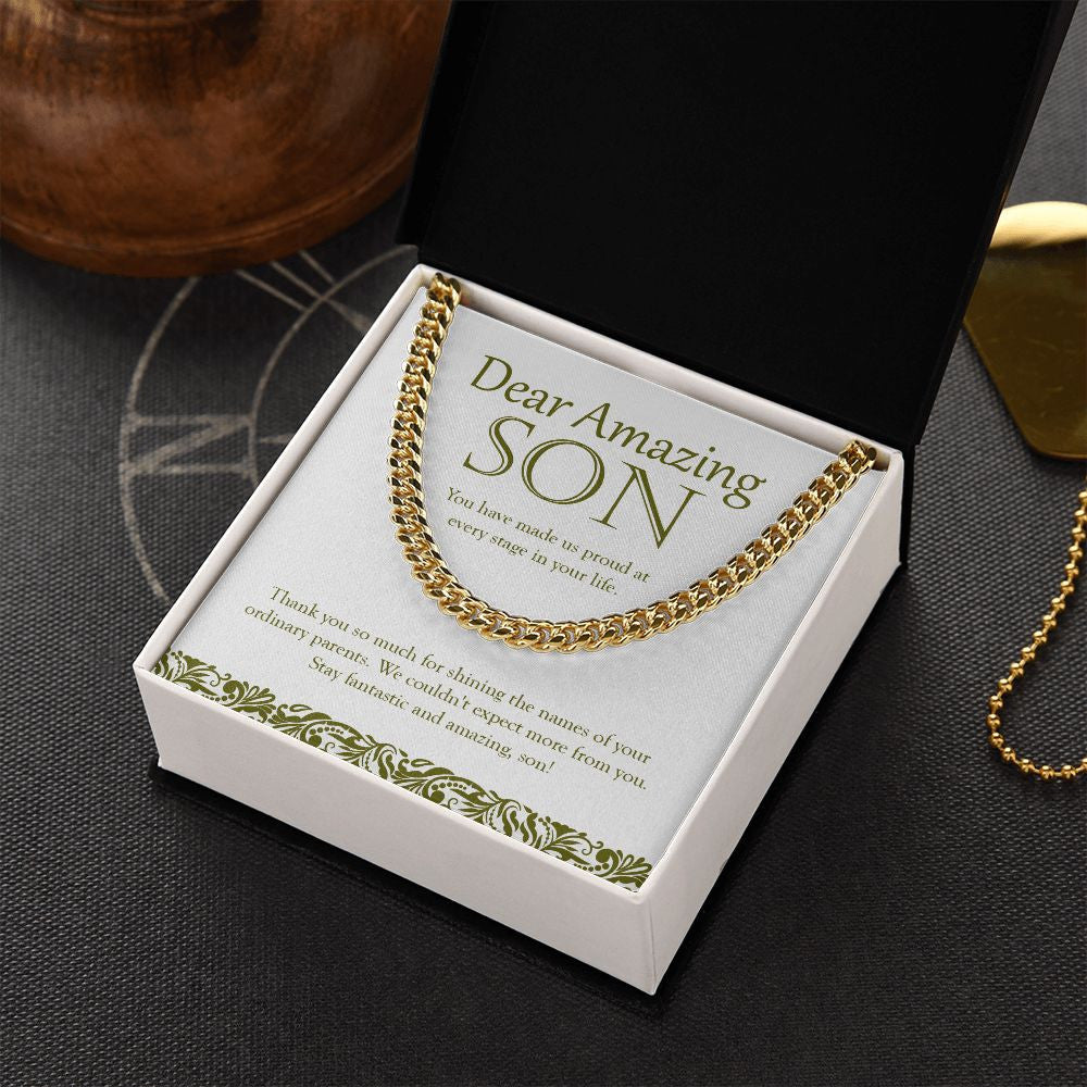 Every Stage In Your Life cuban link chain gold box side view