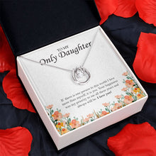 Load image into Gallery viewer, Your Happiness, My Priority horseshoe pendant red flower
