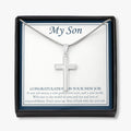 New Job And Goal stainless steel cross necklace front