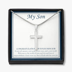 New Job And Goal stainless steel cross necklace front