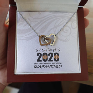Sisters 2020 interlocking heart necklace luxury led box hand holding
