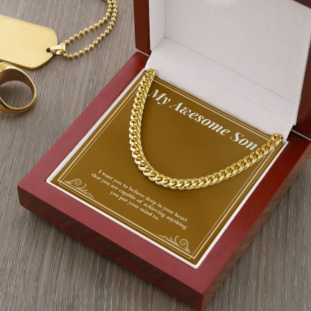 Deep In His Heart cuban link chain gold luxury led box