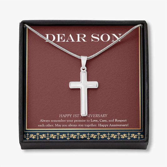 Always Remember Your Promise stainless steel cross necklace front