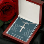 The Part Of Me I'll Always Need stainless steel cross luxury led box rose