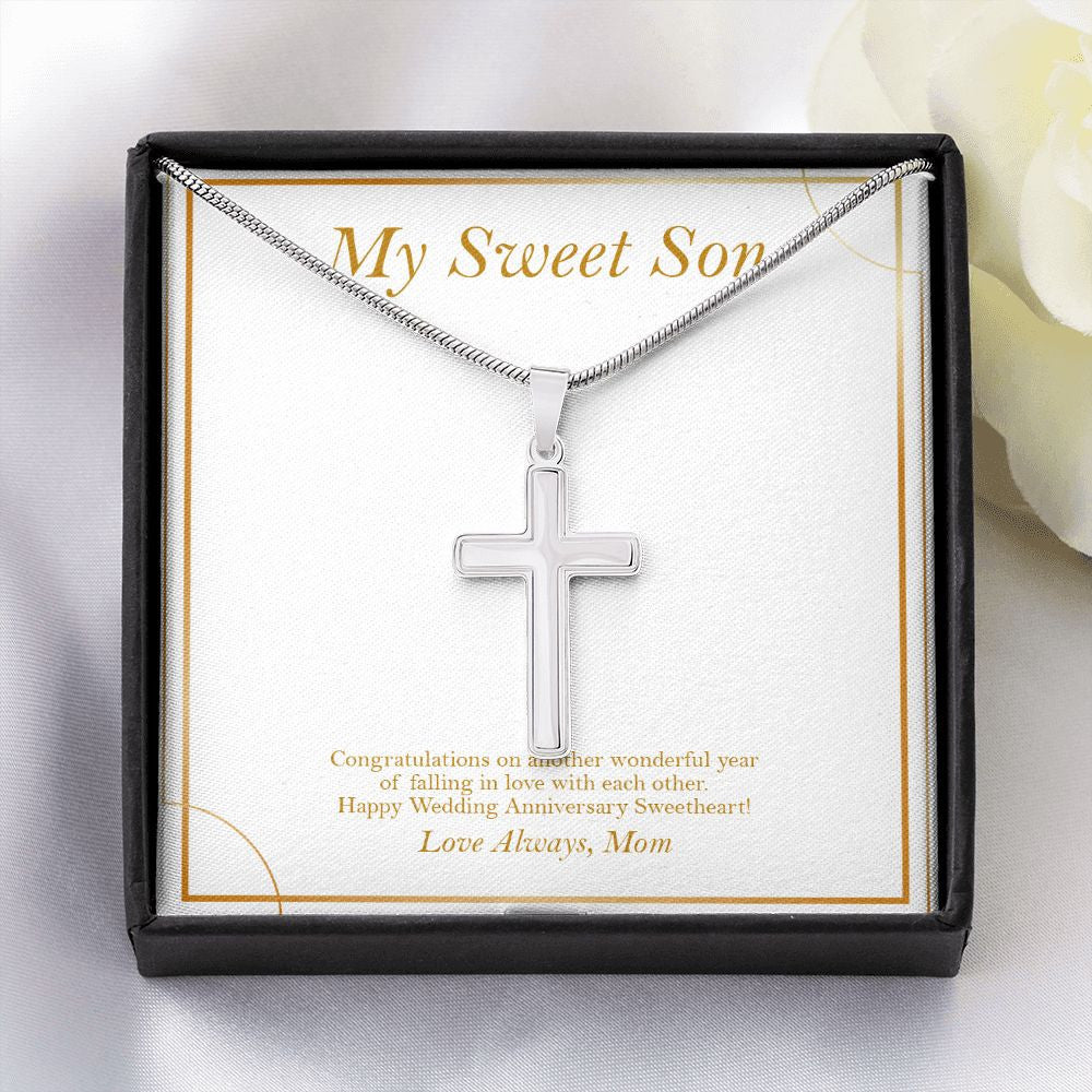 Year Of Falling In Love stainless steel cross yellow flower