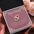 Stronger Regardless The Distance interlocking heart pendant pink flower