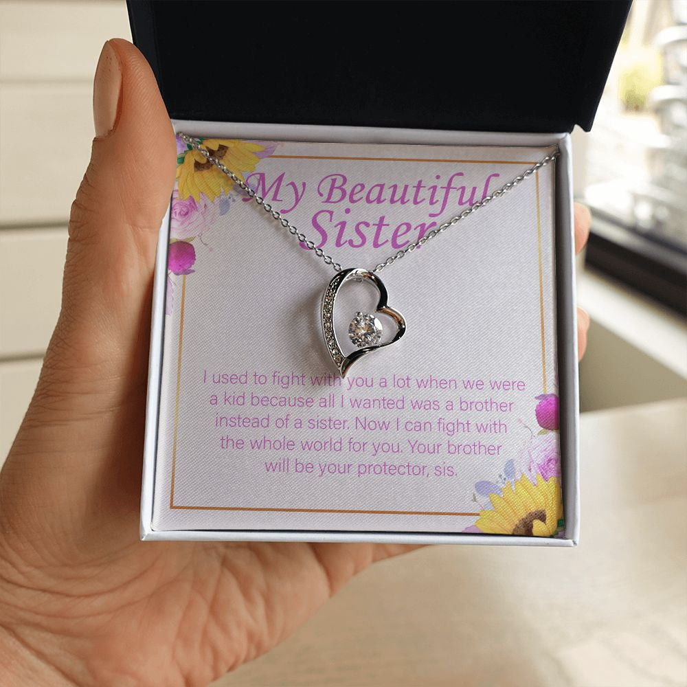 I will Be Your Protector forever love silver necklace in hand