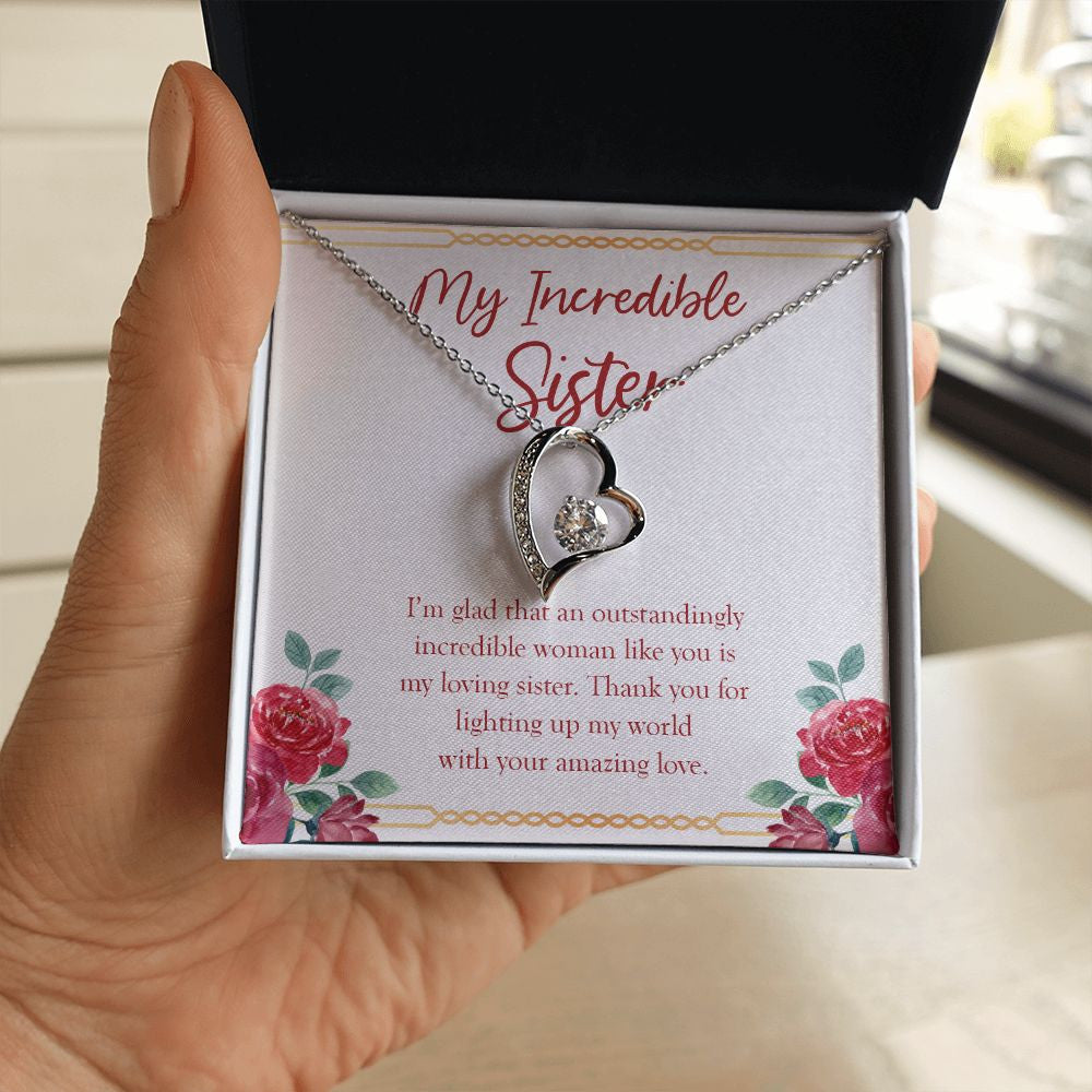 Outstandingly Incredible Woman forever love silver necklace in hand
