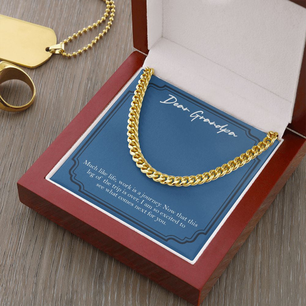 Work Is A Journey cuban link chain gold luxury led box