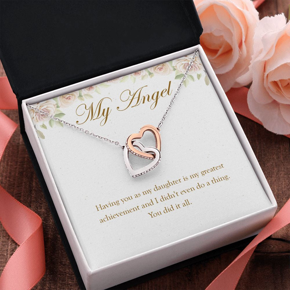 My Greatest Achievement interlocking heart pendant pink flower