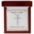 Twice As Beautiful cz cross necklace premium led mahogany wood box