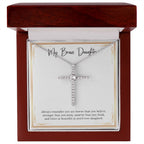 Twice As Beautiful cz cross necklace premium led mahogany wood box