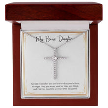 Load image into Gallery viewer, Twice As Beautiful cz cross necklace premium led mahogany wood box
