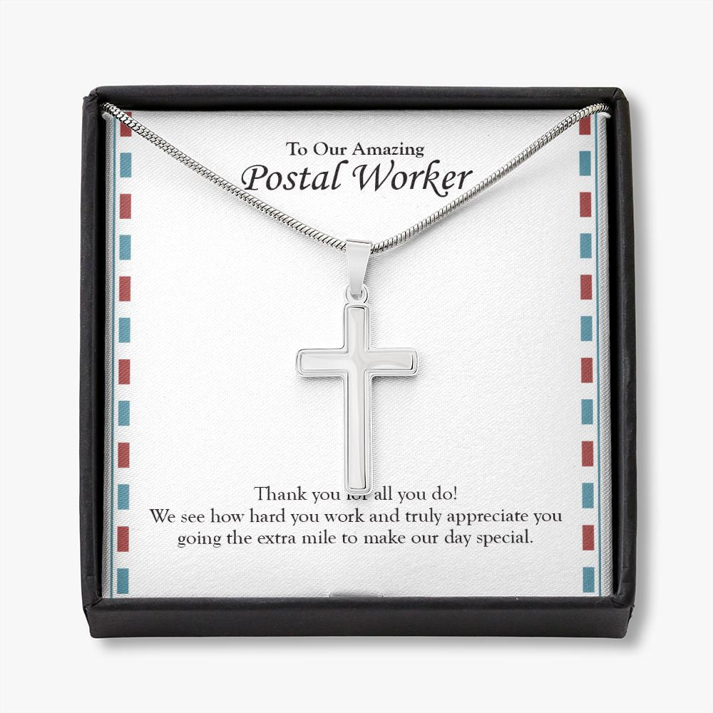 Making Your Day Special stainless steel cross necklace front