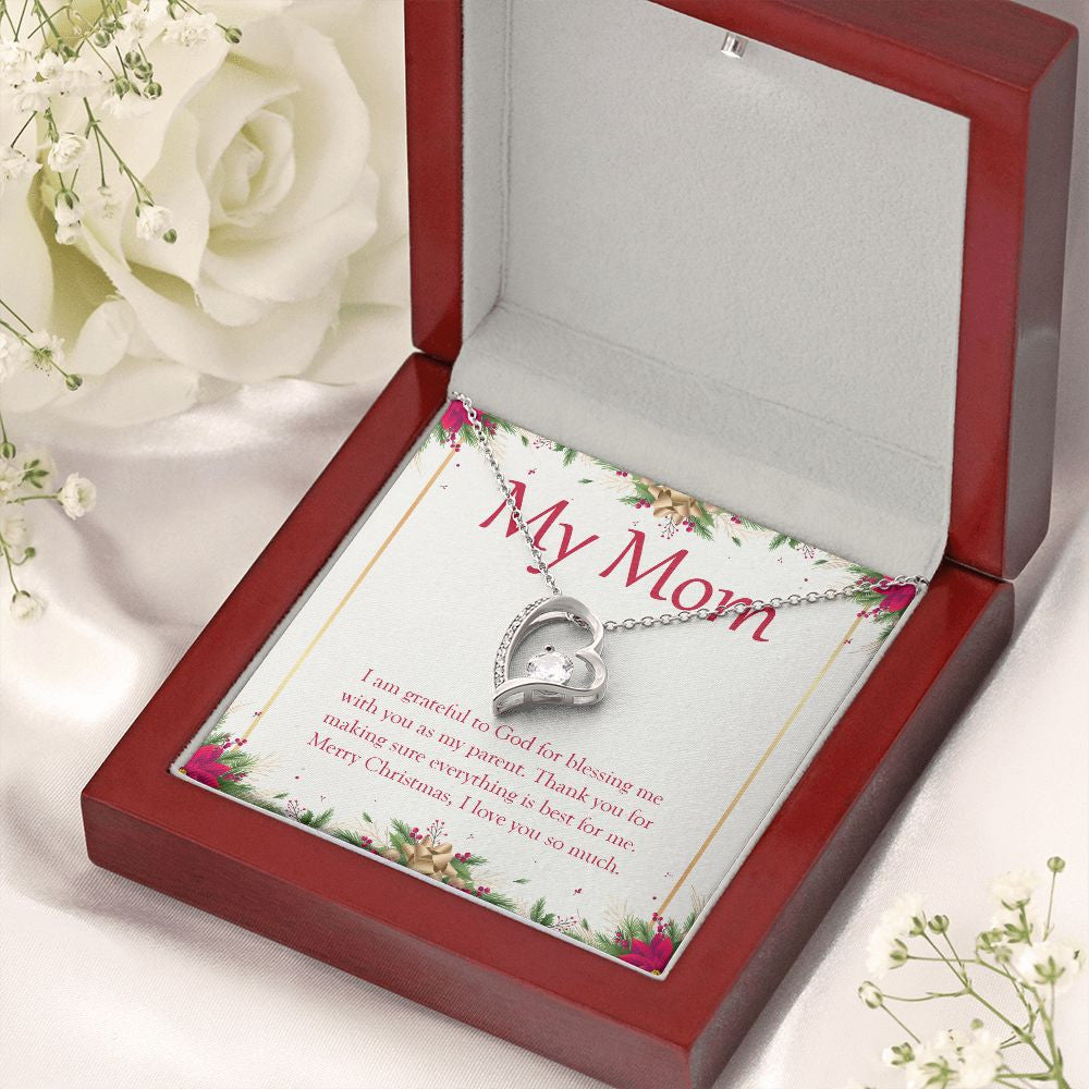 Blessing Me With A Parent forever love silver necklace premium led mahogany wood box