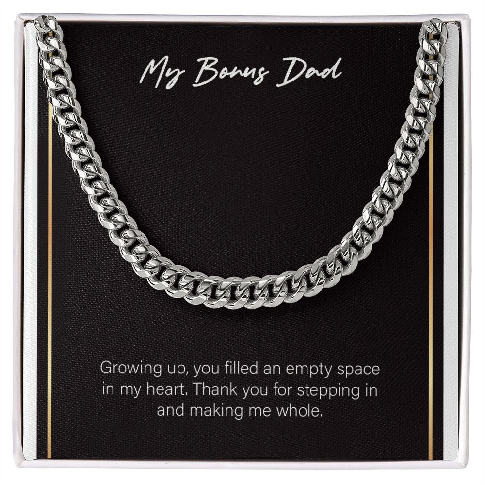 Empty Space In My Heart cuban link chain silver front