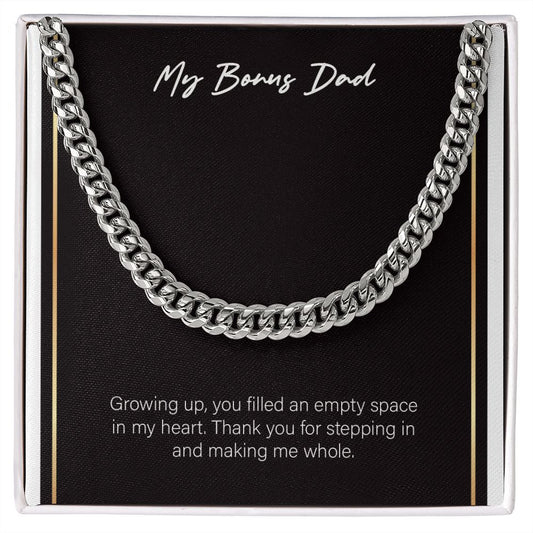Empty Space In My Heart cuban link chain silver front
