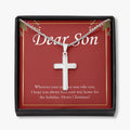 Find Your Way Home stainless steel cross necklace front