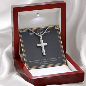 Laughter And Love stainless steel cross premium led mahogany wood box