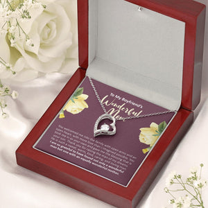 Equally Wonderful forever love silver necklace premium led mahogany wood box