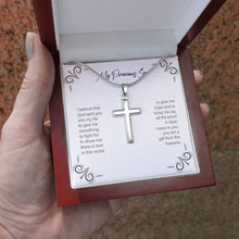 Load image into Gallery viewer, There&#39;s Love In This World stainless steel cross luxury led box hand holding
