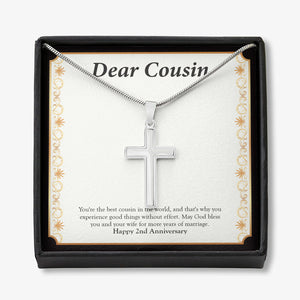More Years In Marriage stainless steel cross necklace front