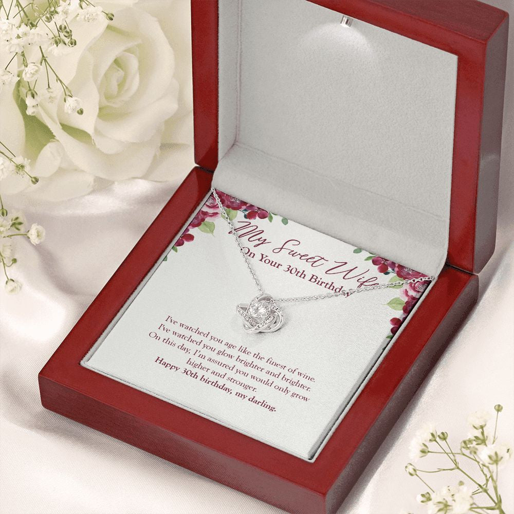 Like The Finest Of Wine love knot necklace premium led mahogany wood box