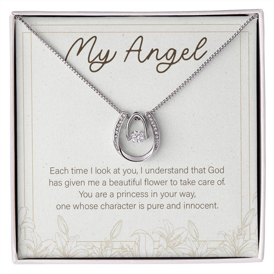 My Beautiful Flower horseshoe necklace front