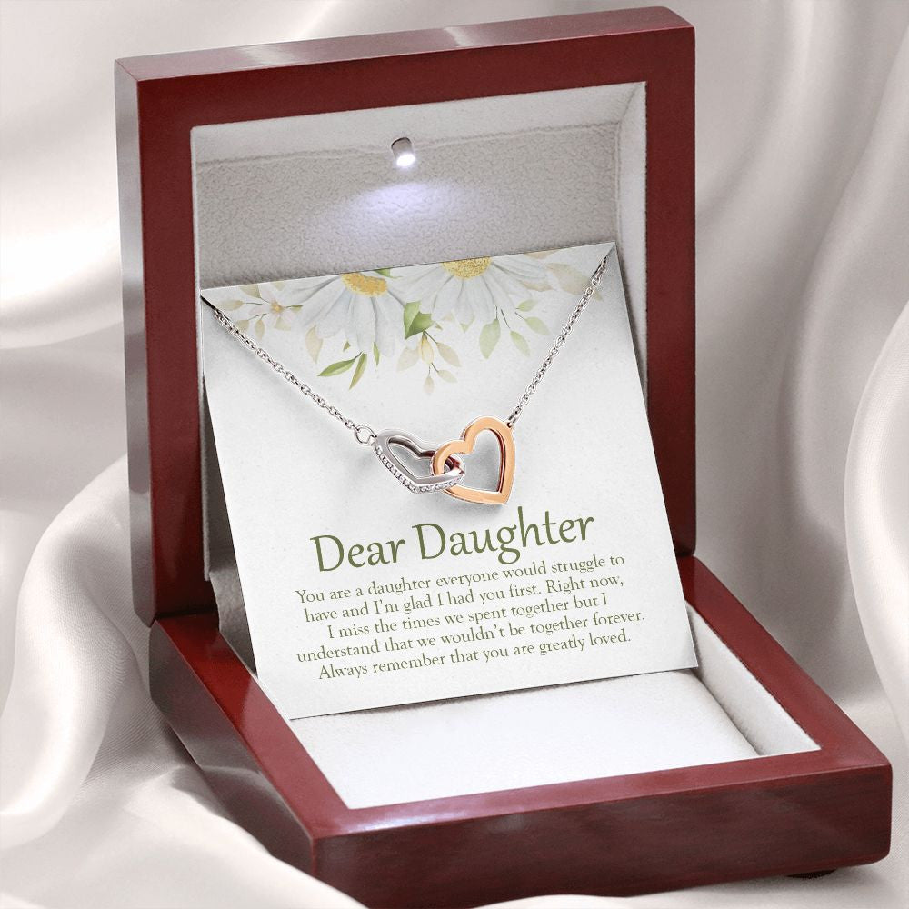 I Had You First interlocking heart necklace premium led mahogany wood box