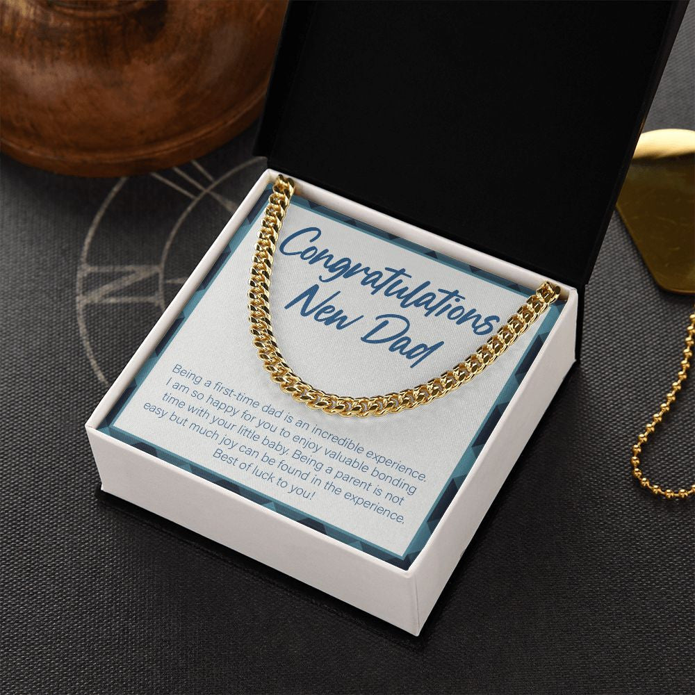 Enjoy Valuable Bonding Time cuban link chain gold box side view