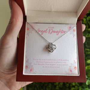 Rose Of All Gardens love knot necklace luxury led box hand holding