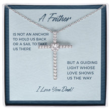 Load image into Gallery viewer, Guiding Light cz cross necklace front
