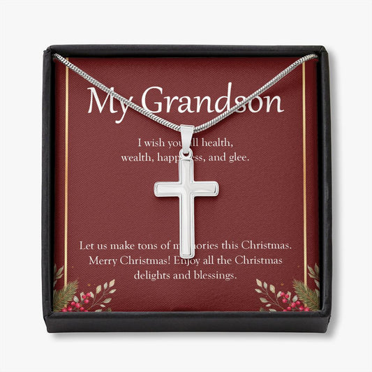 Tons Of Memories This Day stainless steel cross necklace front