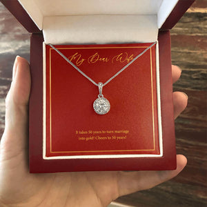 Marriage Into Gold eternal hope necklace luxury led box hand holding