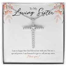 Load image into Gallery viewer, Special Person cz cross necklace front
