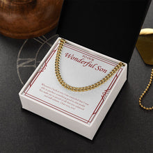 Load image into Gallery viewer, Something Good In This World cuban link chain gold box side view
