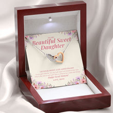 Load image into Gallery viewer, Every Girl Waits For This Day interlocking heart necklace premium led mahogany wood box
