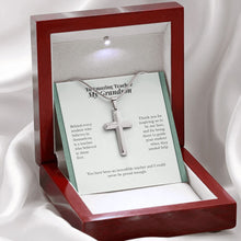 Load image into Gallery viewer, Behind Every Student stainless steel cross premium led mahogany wood box
