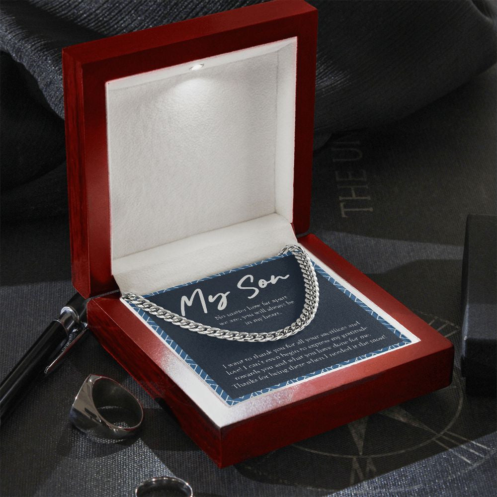 All Your Sacrifices And Love cuban link chain silver premium led mahogany wood box