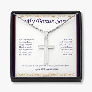 Happy And Glad stainless steel cross necklace front