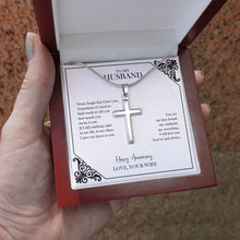 Load image into Gallery viewer, Hard To Find Words stainless steel cross luxury led box hand holding
