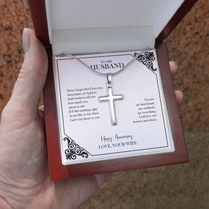 Hard To Find Words stainless steel cross luxury led box hand holding